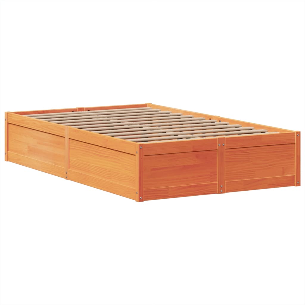 vidaXL Cama sin colchón madera maciza de pino marrón cera 120x200 cm