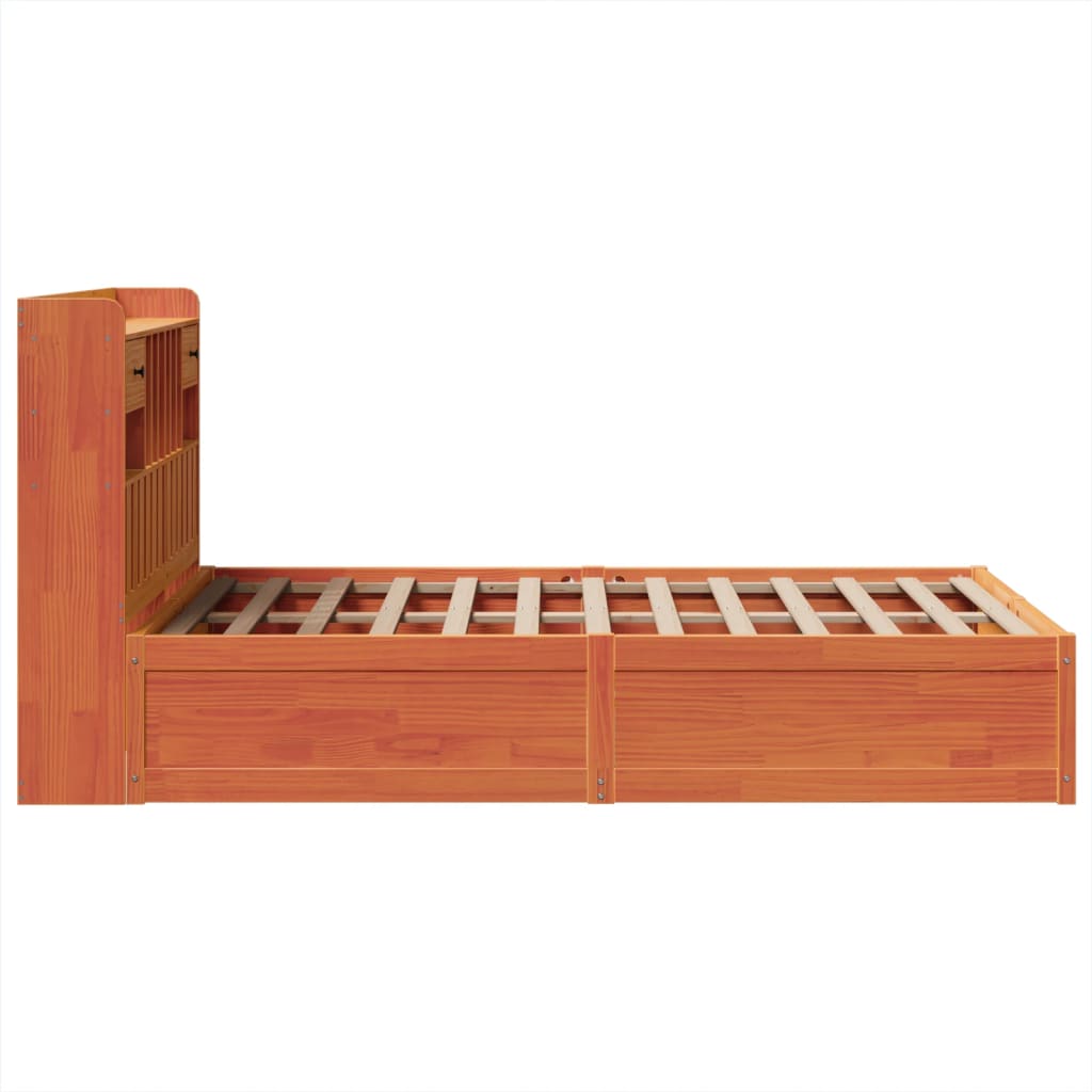 vidaXL Cama sin colchón madera maciza de pino marrón cera 120x200 cm