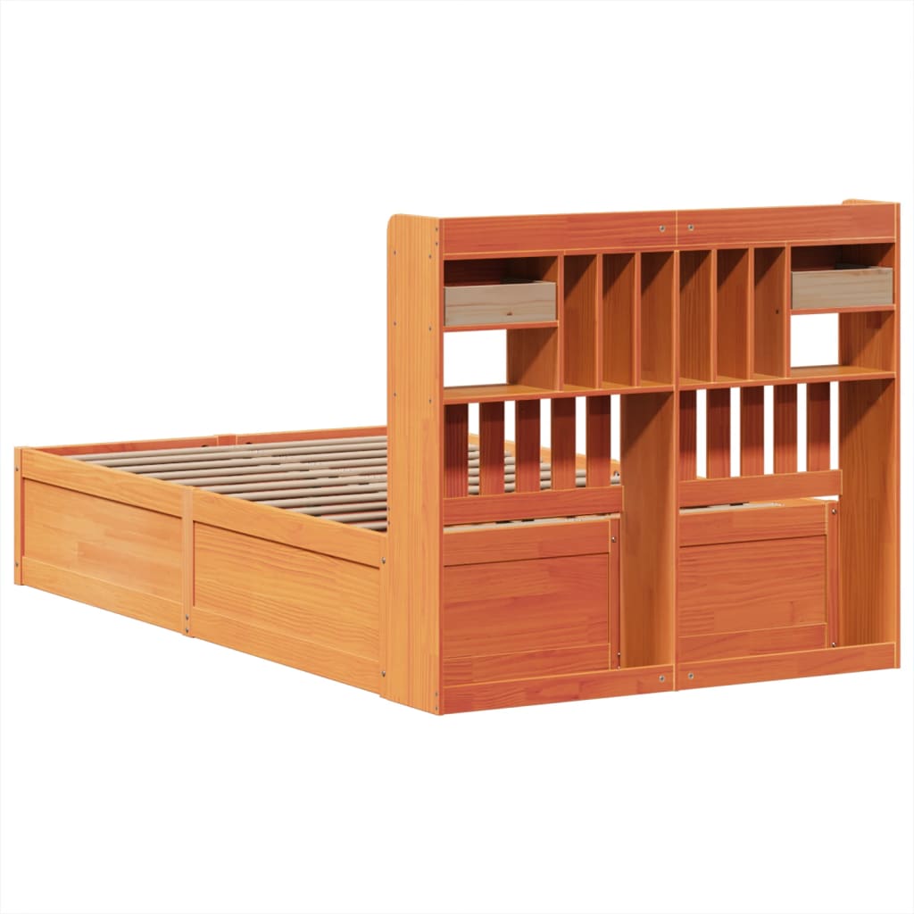 vidaXL Cama sin colchón madera maciza de pino marrón cera 120x200 cm