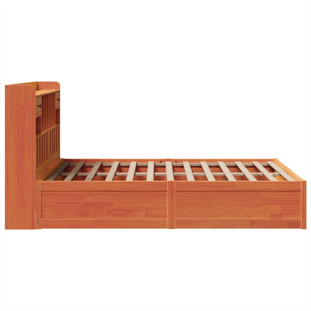 vidaXL Cama sin colchón madera maciza de pino marrón cera 140x190 cm