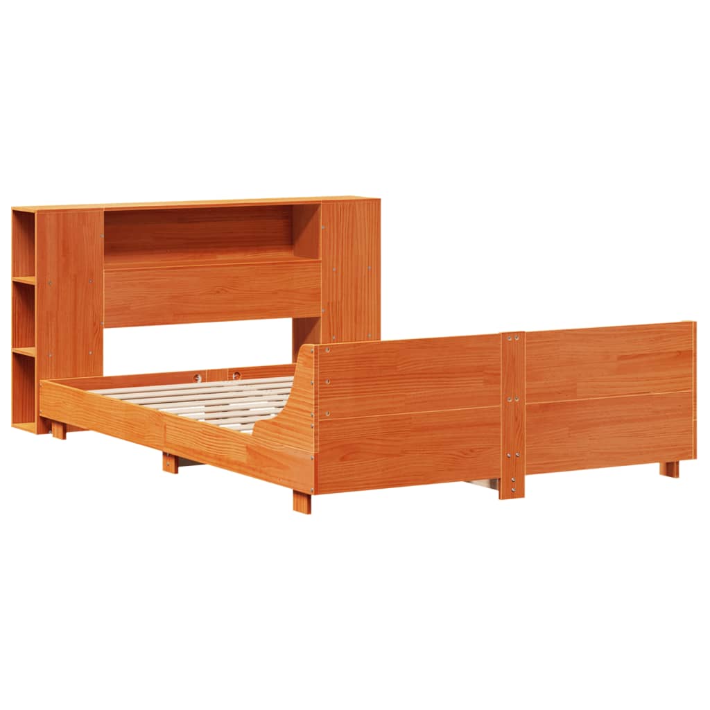 vidaXL Cama sin colchón madera maciza de pino marrón cera 140x190 cm