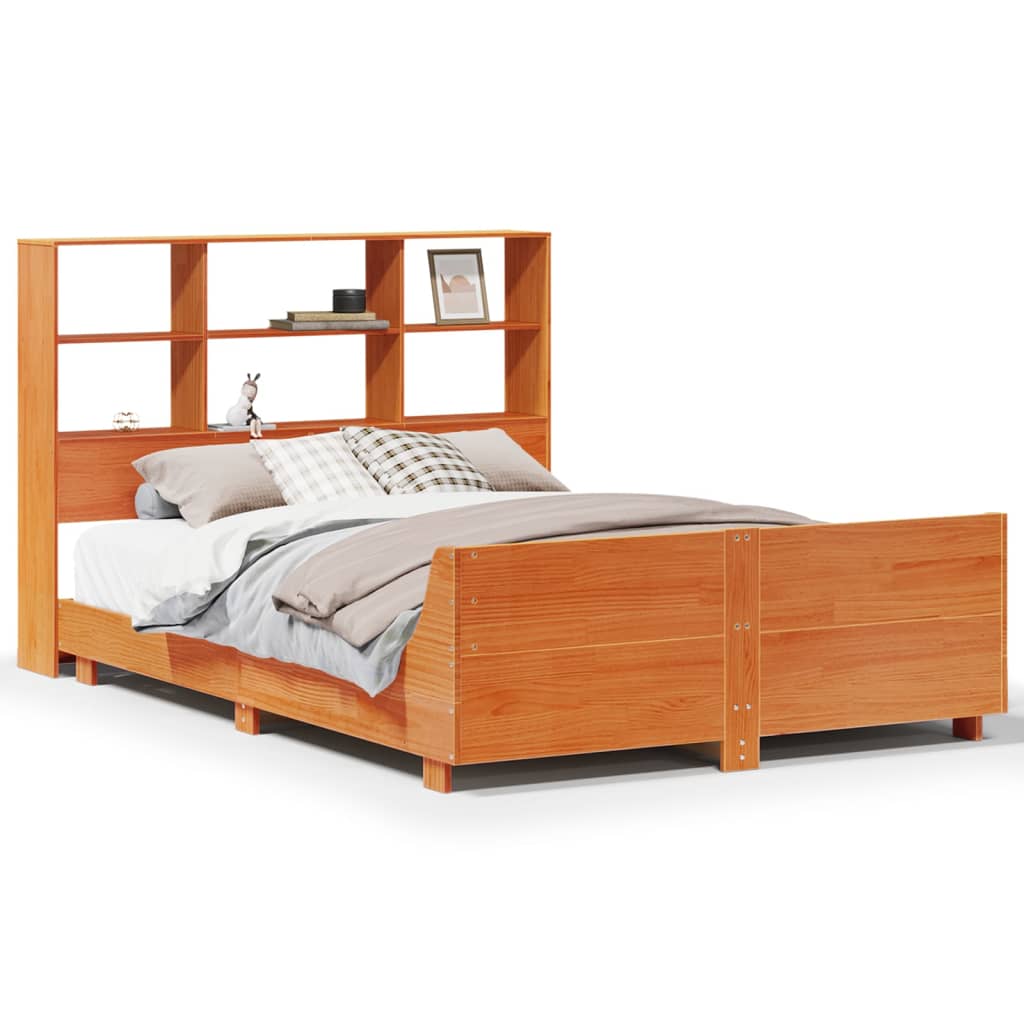 vidaXL Cama sin colchón madera maciza de pino marrón cera 120x200 cm