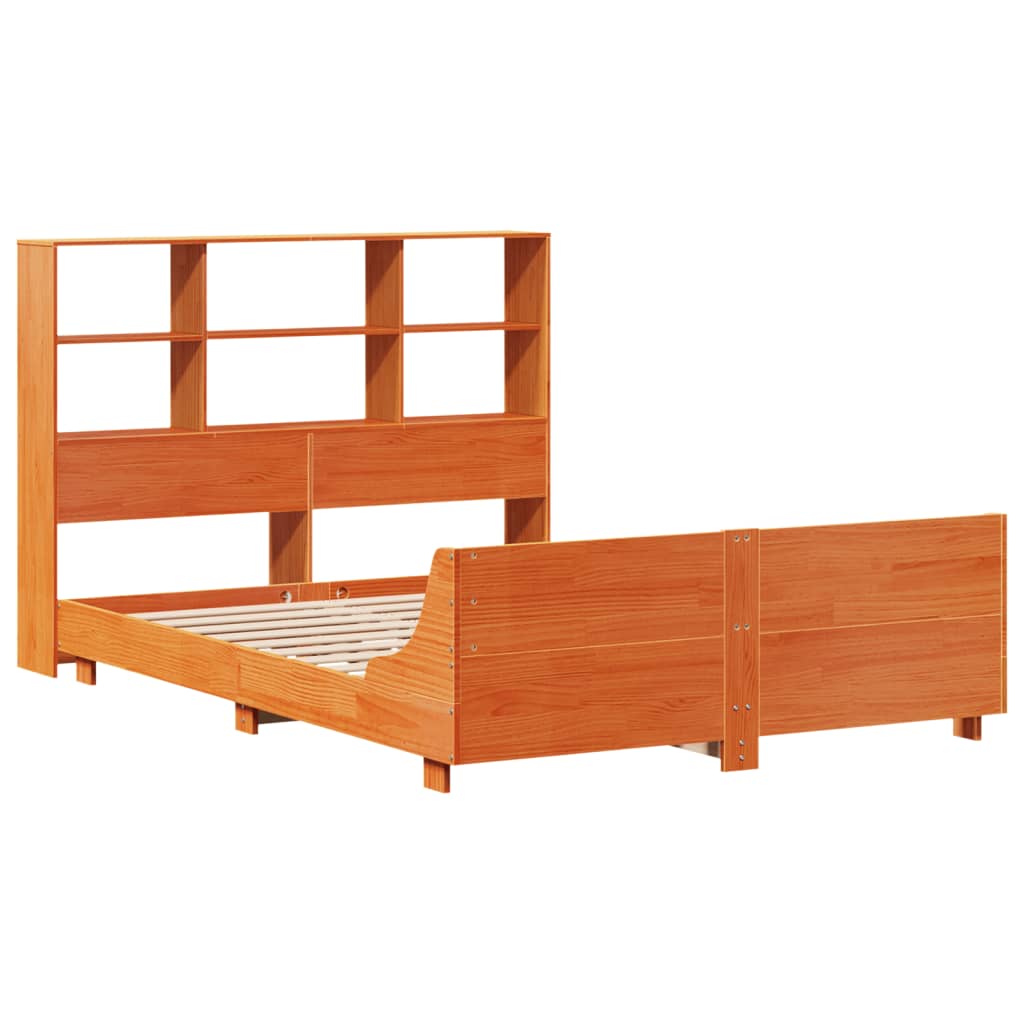 vidaXL Cama sin colchón madera maciza de pino marrón cera 120x200 cm