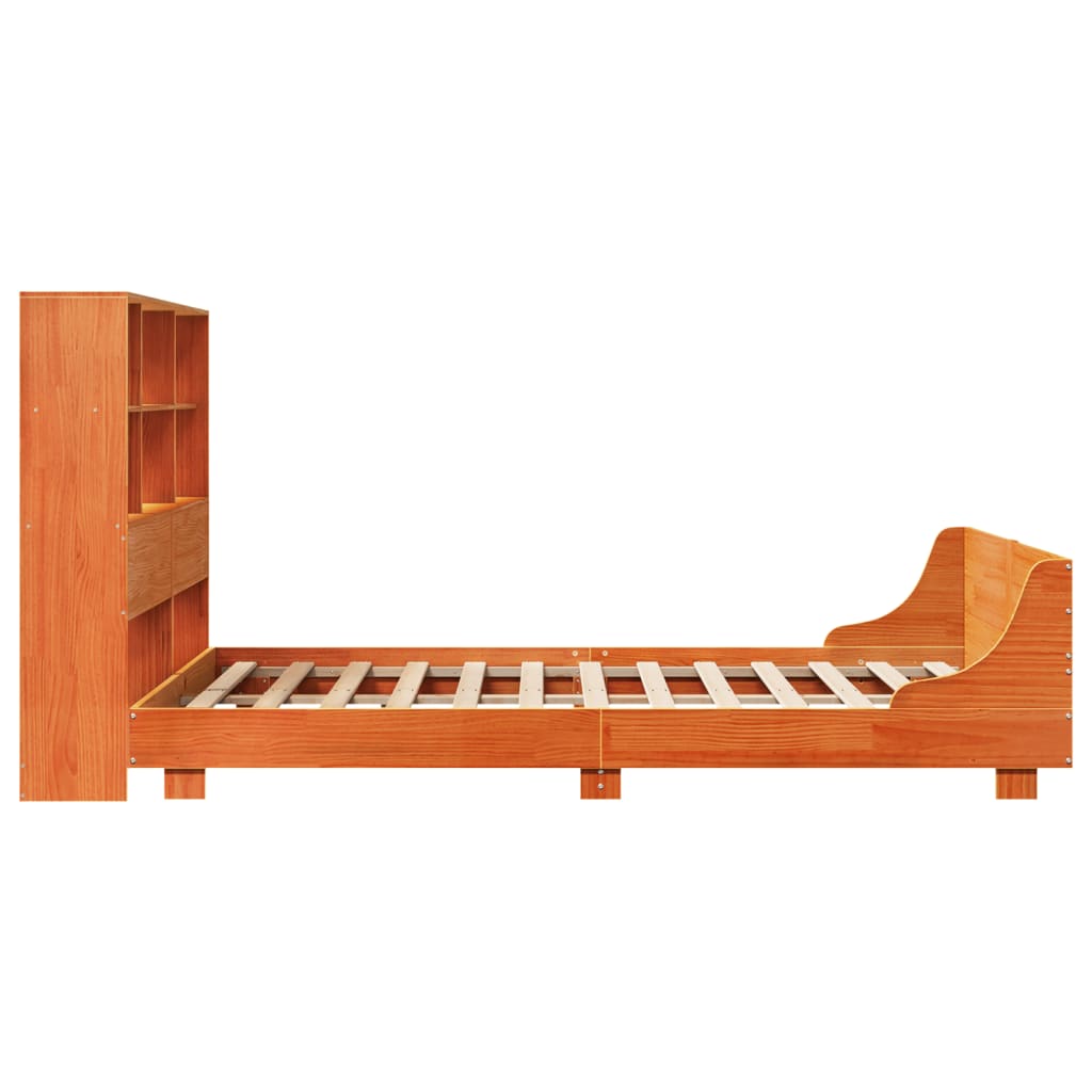 vidaXL Cama sin colchón madera maciza de pino marrón cera 120x200 cm