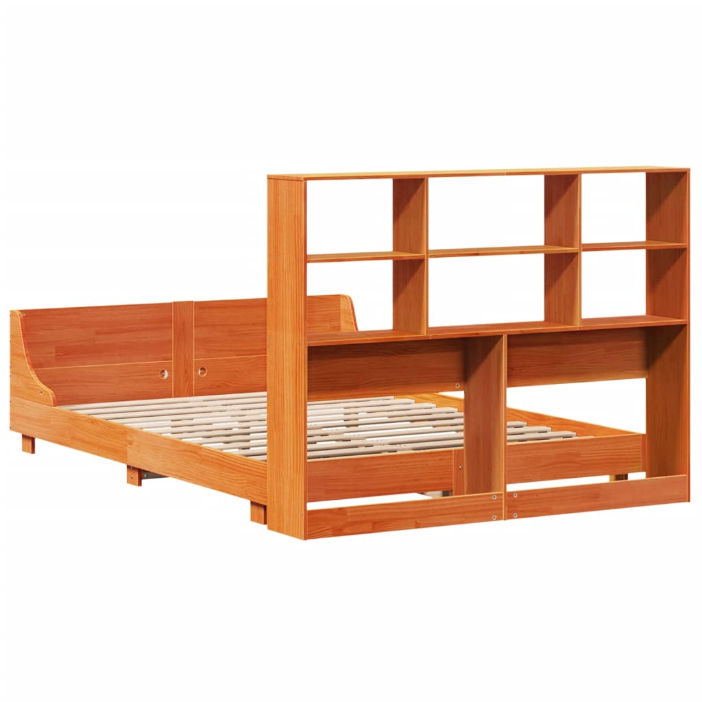 vidaXL Cama sin colchón madera maciza de pino marrón cera 120x200 cm