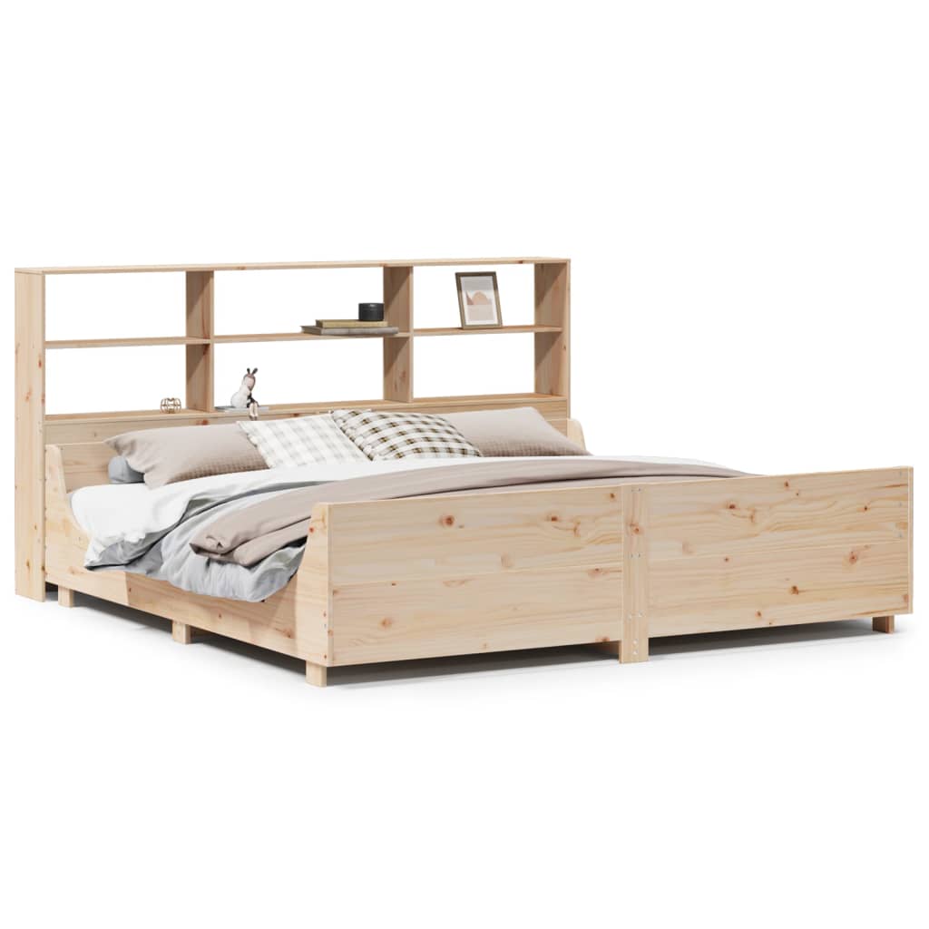 vidaXL Cama con estantería sin colchón madera maciza 200x200 cm