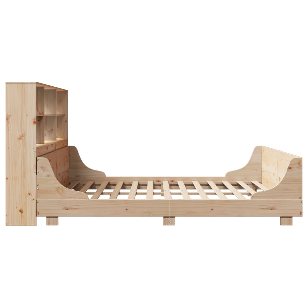 vidaXL Cama con estantería sin colchón madera maciza 200x200 cm