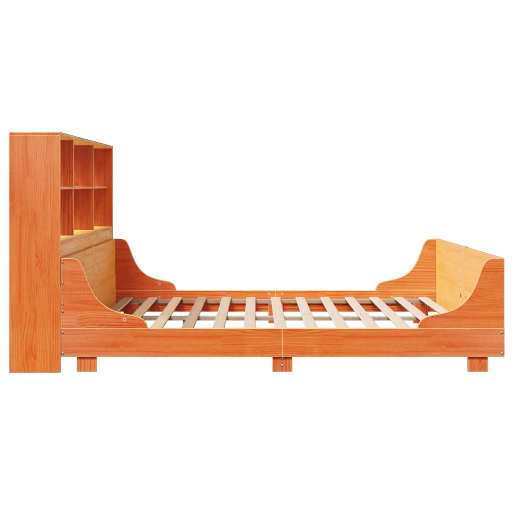 vidaXL Cama con estantería sin colchón madera maciza marrón 200x200 cm