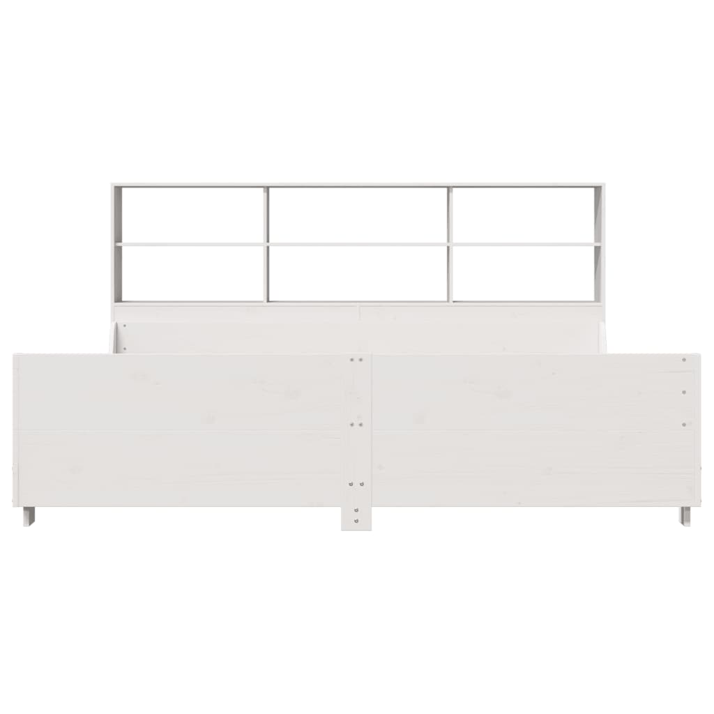 vidaXL Cama con estantería sin colchón madera maciza blanca 180x200 cm