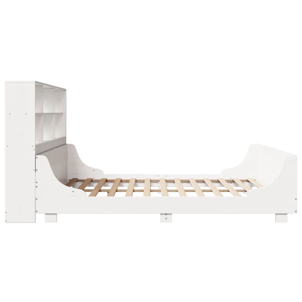 vidaXL Cama con estantería sin colchón madera maciza blanca 180x200 cm