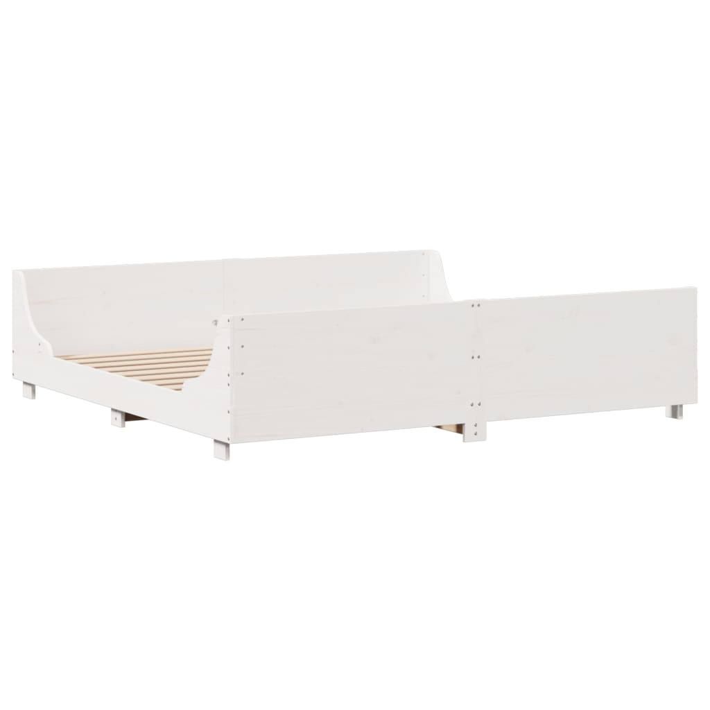 vidaXL Cama con estantería sin colchón madera maciza blanca 180x200 cm