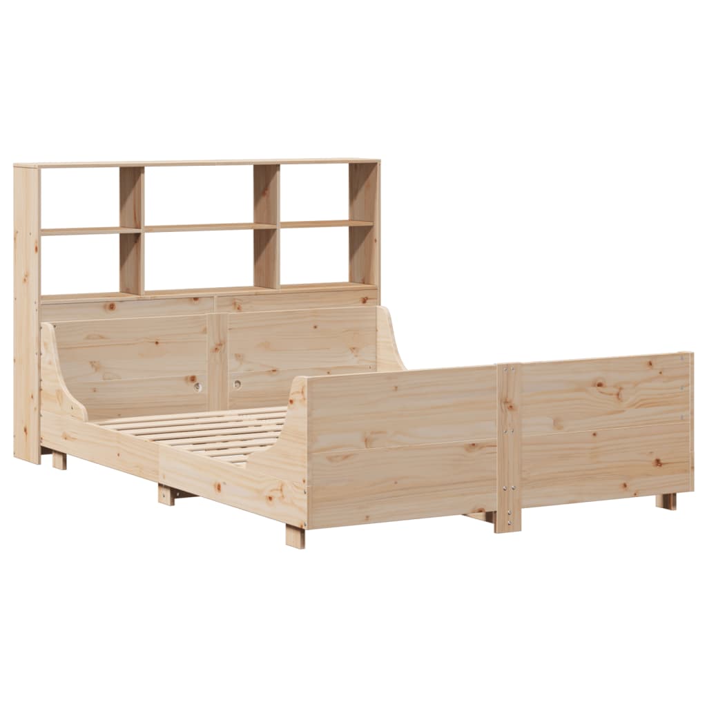 vidaXL Cama con estantería sin colchón madera maciza 150x200 cm