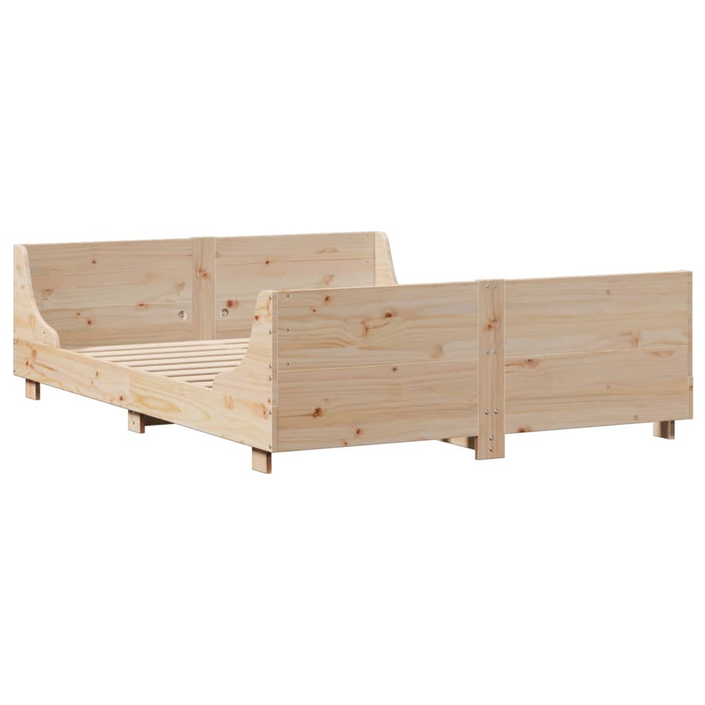 vidaXL Cama con estantería sin colchón madera maciza 150x200 cm