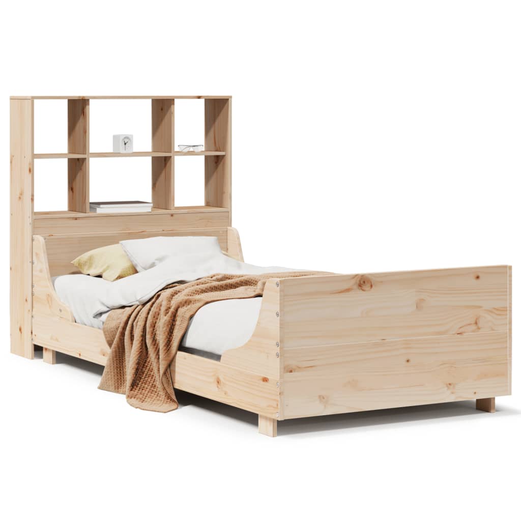 vidaXL Cama con estantería sin colchón madera maciza 100x200 cm