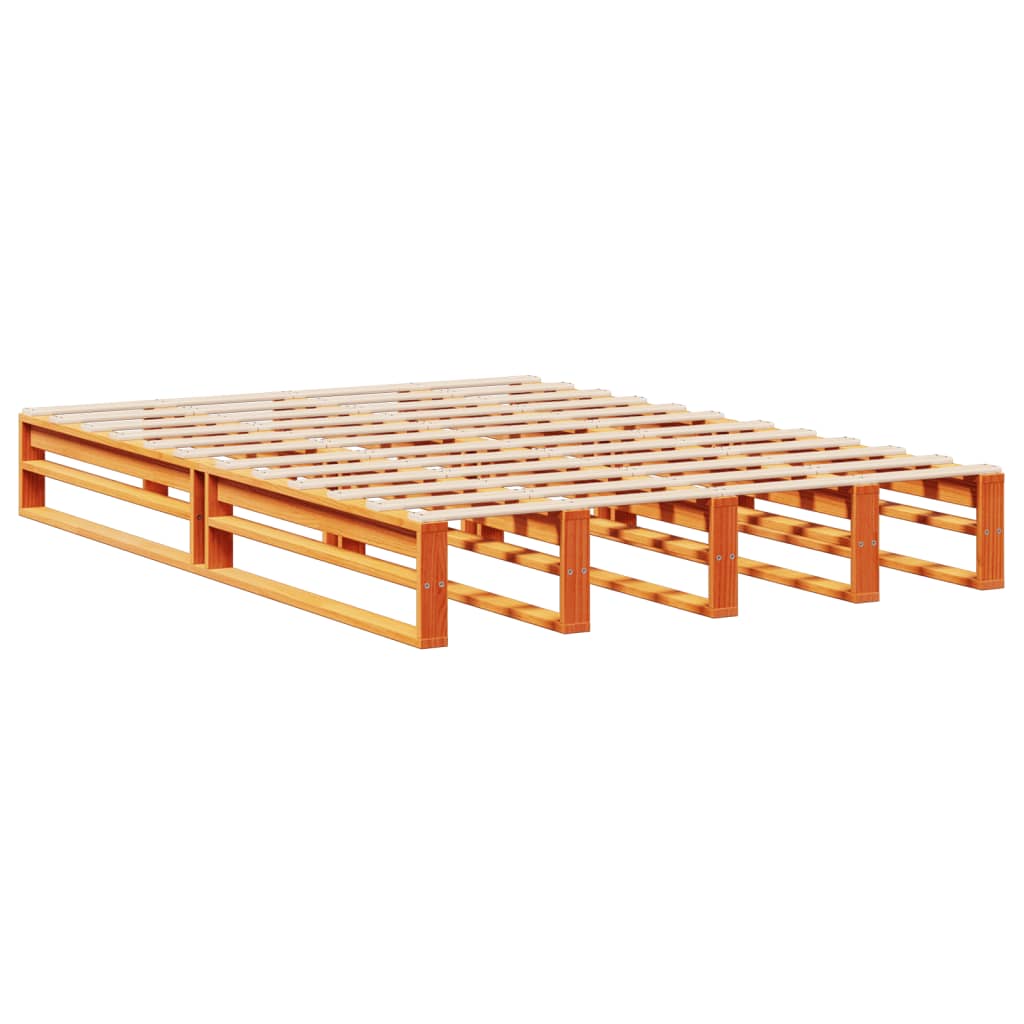 vidaXL Cama con estantería sin colchón madera maciza marrón 160x200 cm