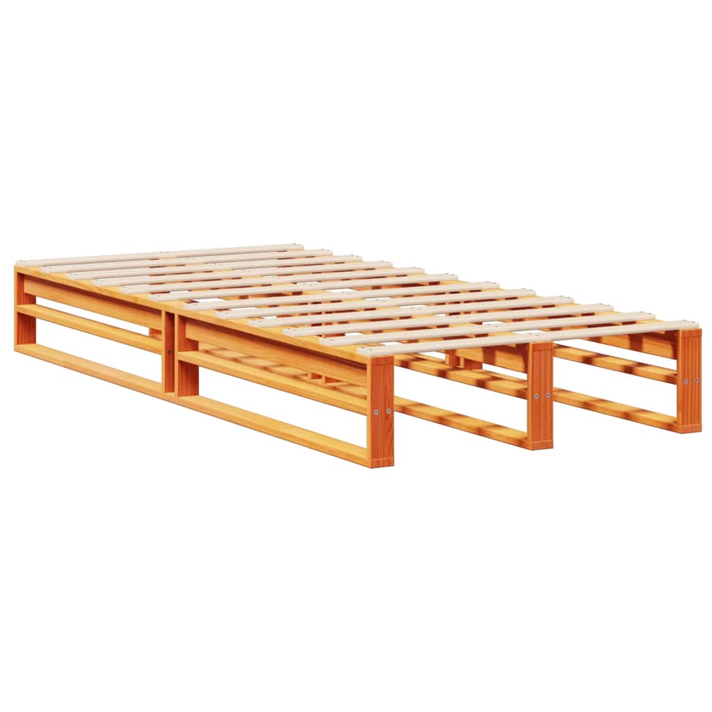 vidaXL Cama con estantería sin colchón madera maciza marrón 90x200 cm