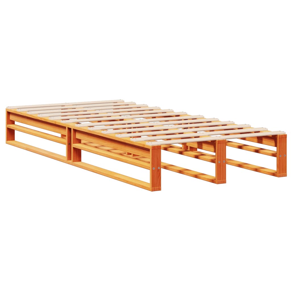 vidaXL Cama con estantería sin colchón madera maciza marrón 100x200 cm