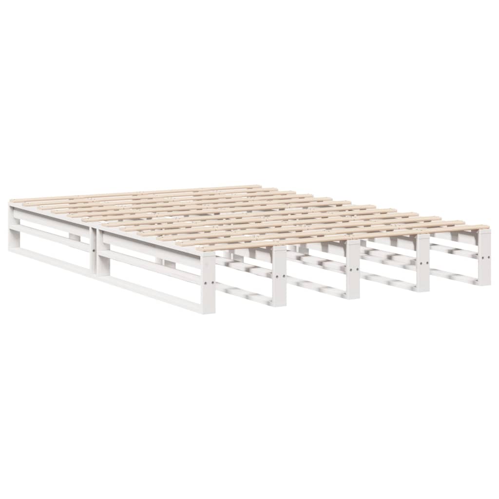 vidaXL Cama con estantería sin colchón madera maciza blanca 160x200 cm