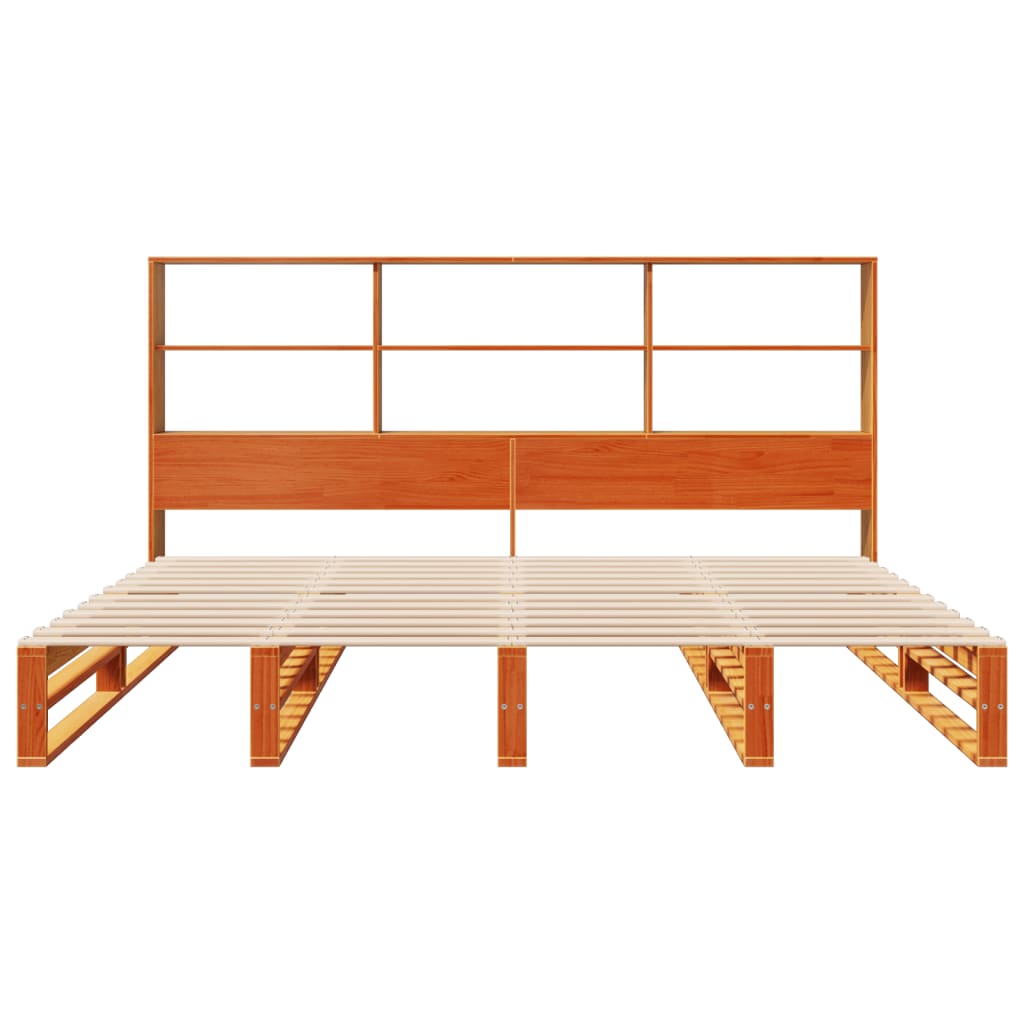 vidaXL Cama con estantería sin colchón madera maciza marrón 180x200 cm