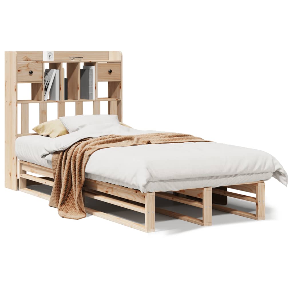 vidaXL Cama con estantería sin colchón madera maciza de pino 90x200 cm