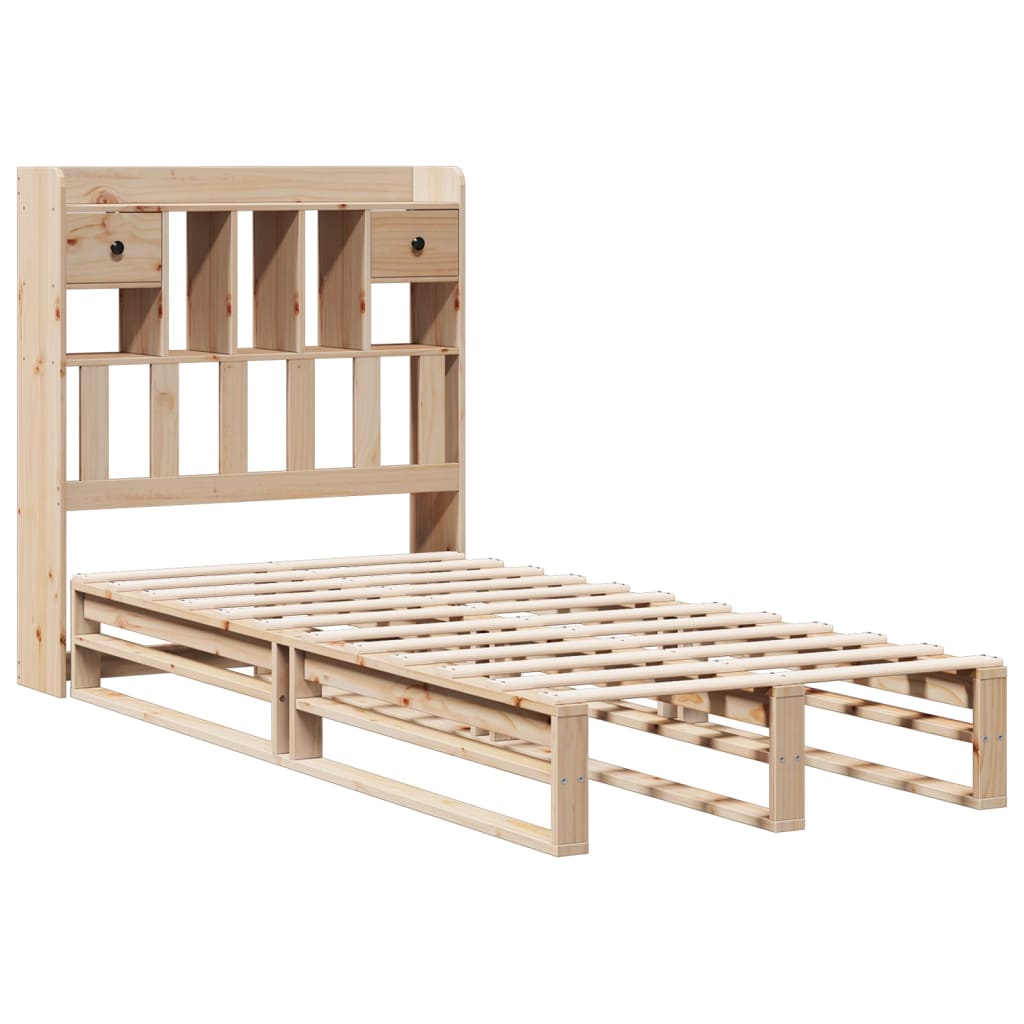 vidaXL Cama con estantería sin colchón madera maciza de pino 90x200 cm