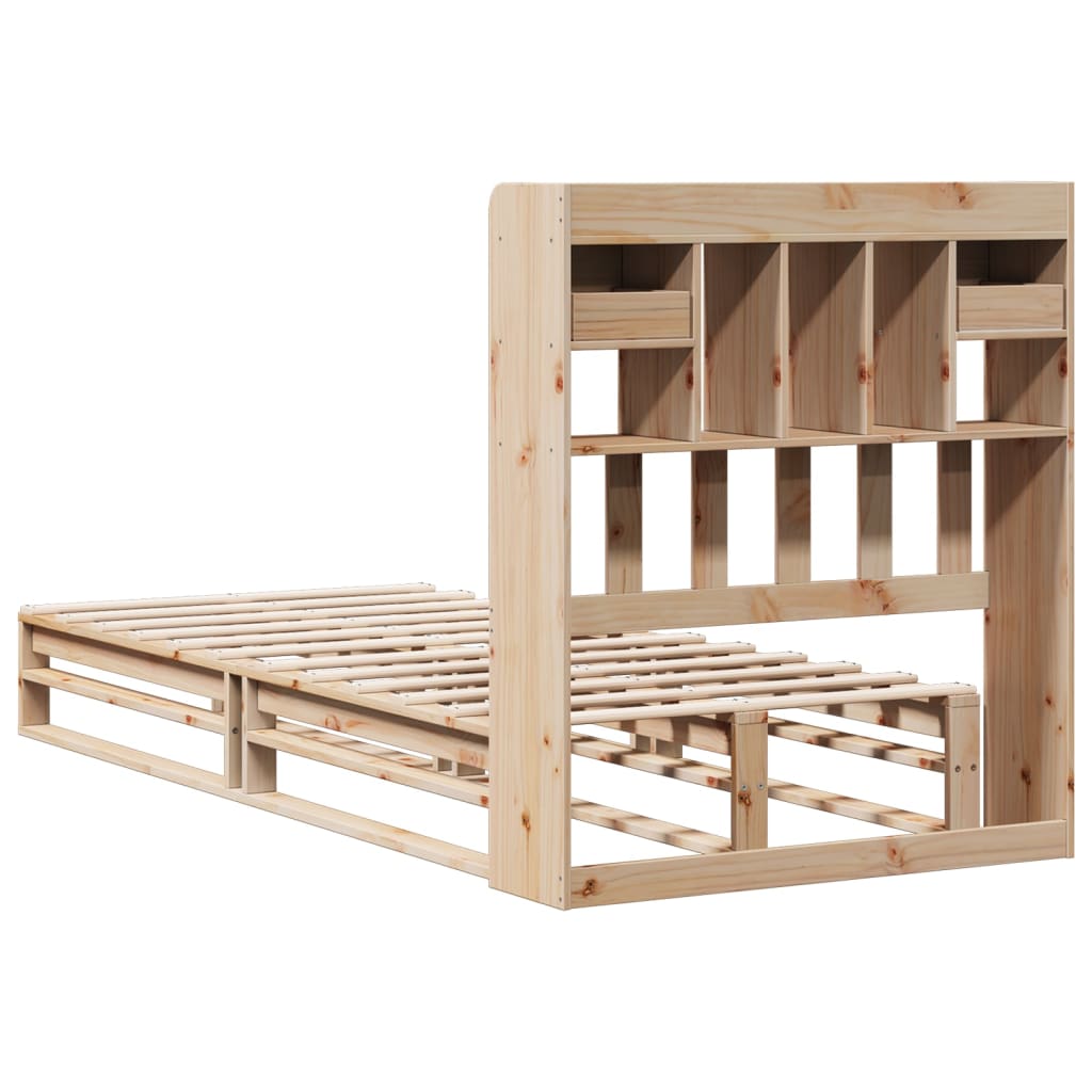 vidaXL Cama con estantería sin colchón madera maciza de pino 90x200 cm