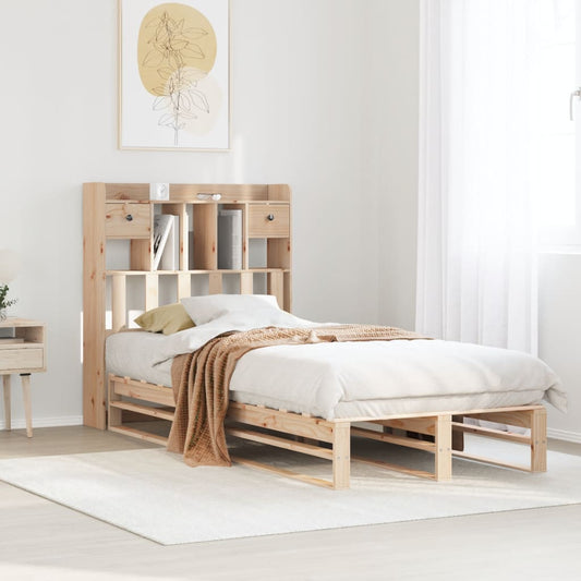 vidaXL Cama con estantería sin colchón madera maciza de pino 90x200 cm