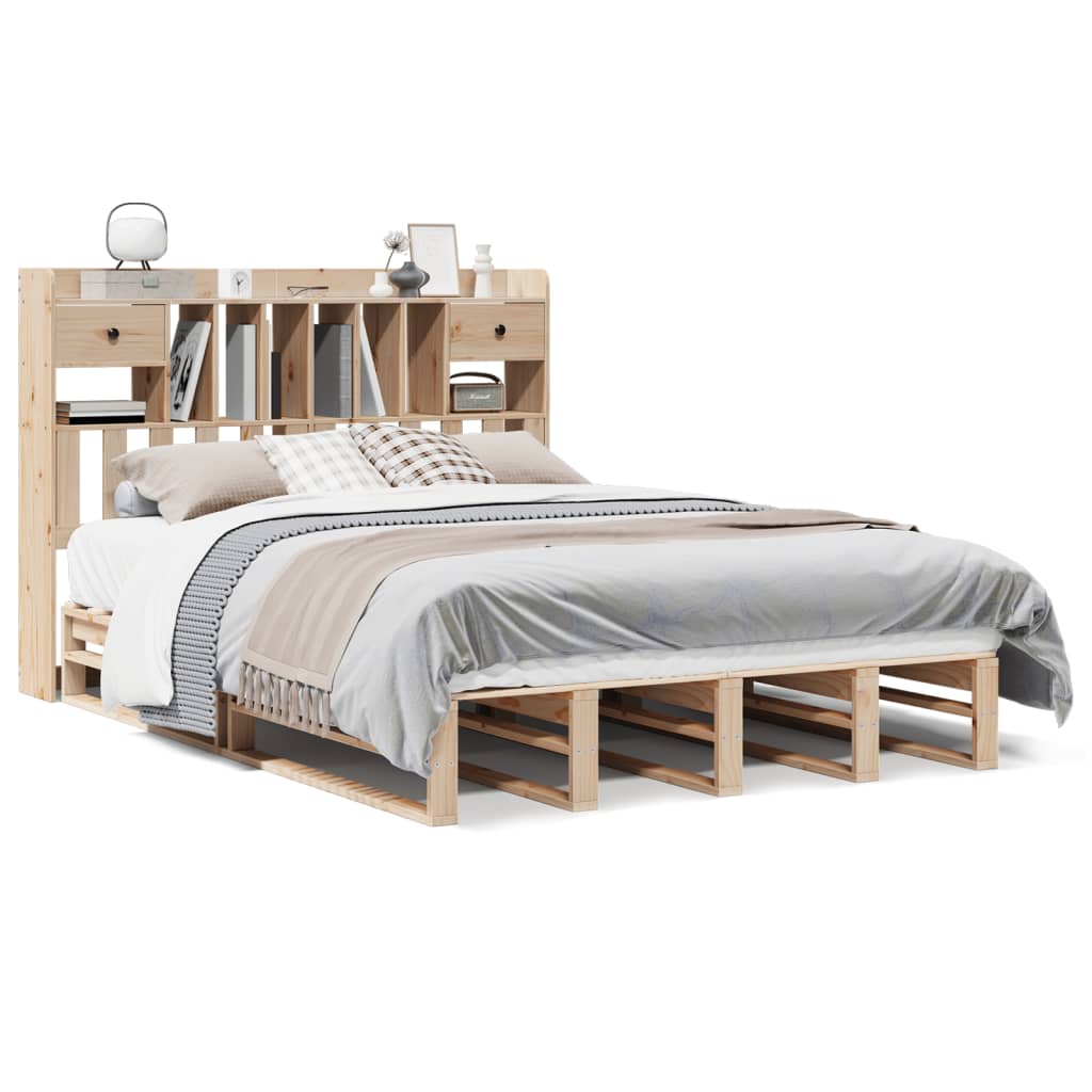 vidaXL Cama con estantería sin colchón madera maciza de pino 140x200cm