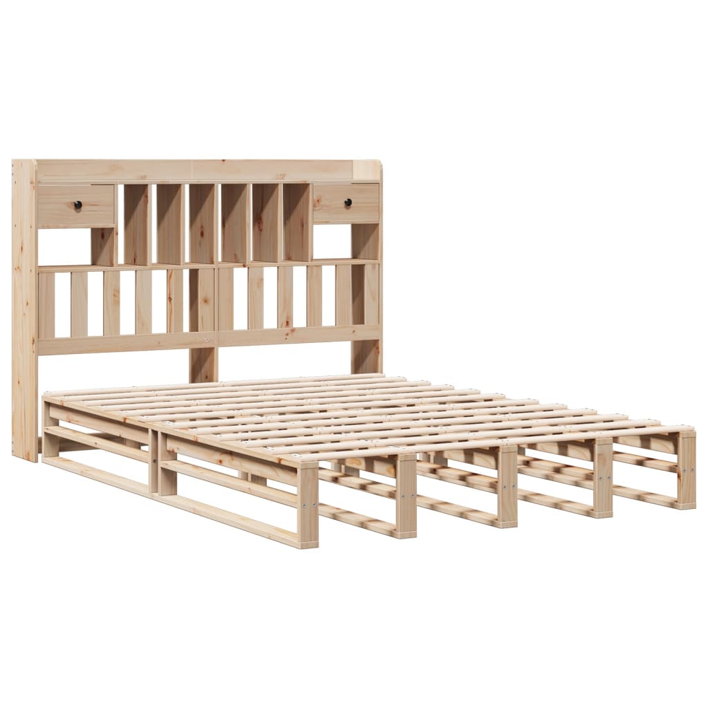 vidaXL Cama con estantería sin colchón madera maciza de pino 140x200cm