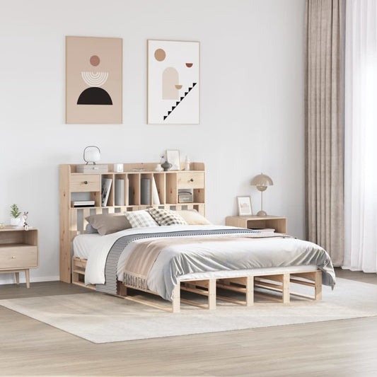 vidaXL Cama con estantería sin colchón madera maciza de pino 140x200cm