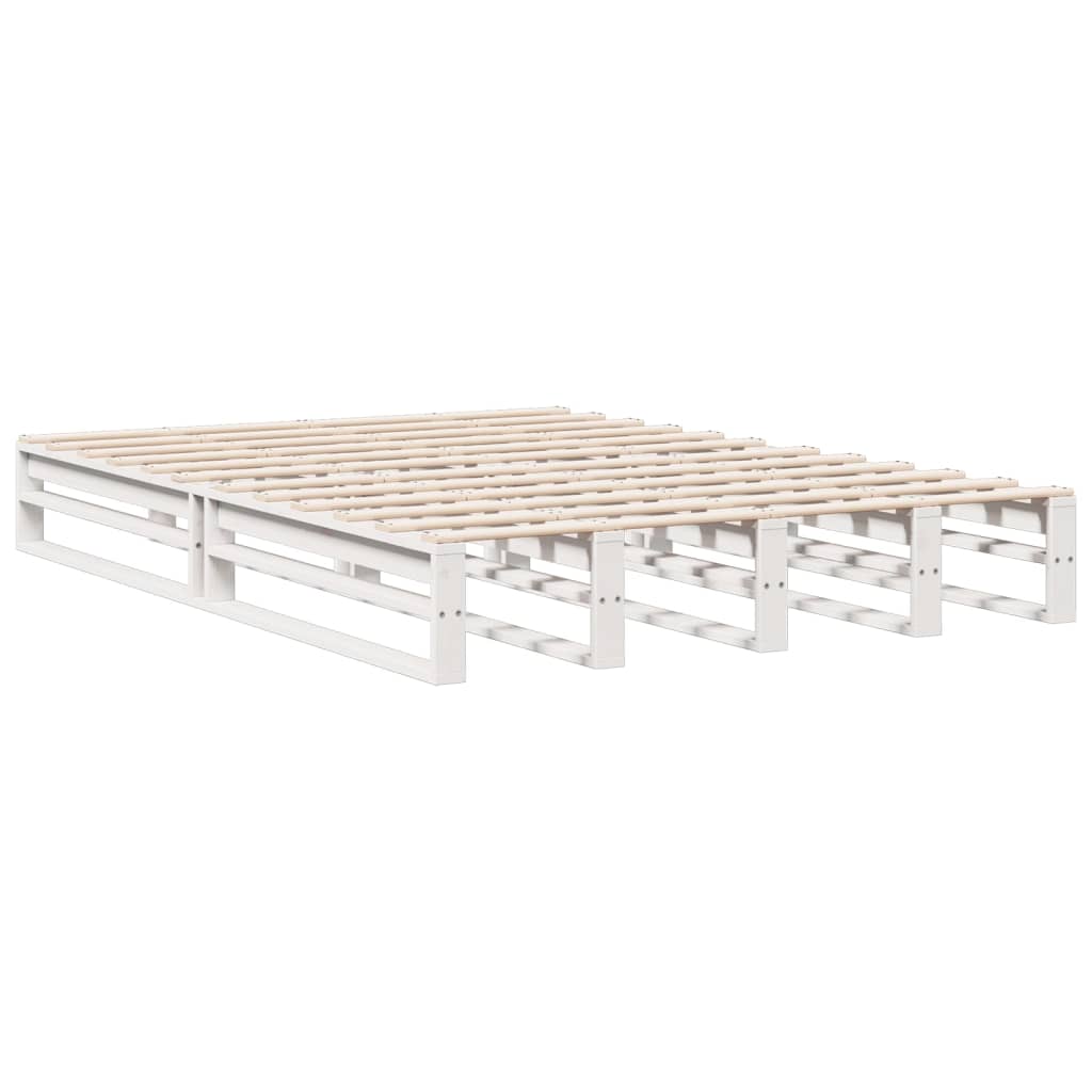 vidaXL Cama con estantería sin colchón madera maciza blanca 140x200 cm