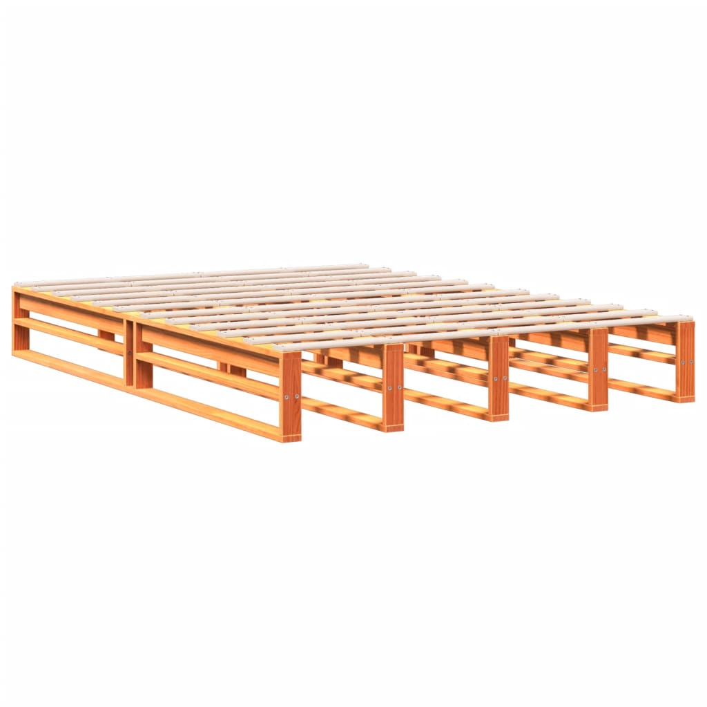 vidaXL Cama con estantería sin colchón madera maciza marrón 160x200 cm