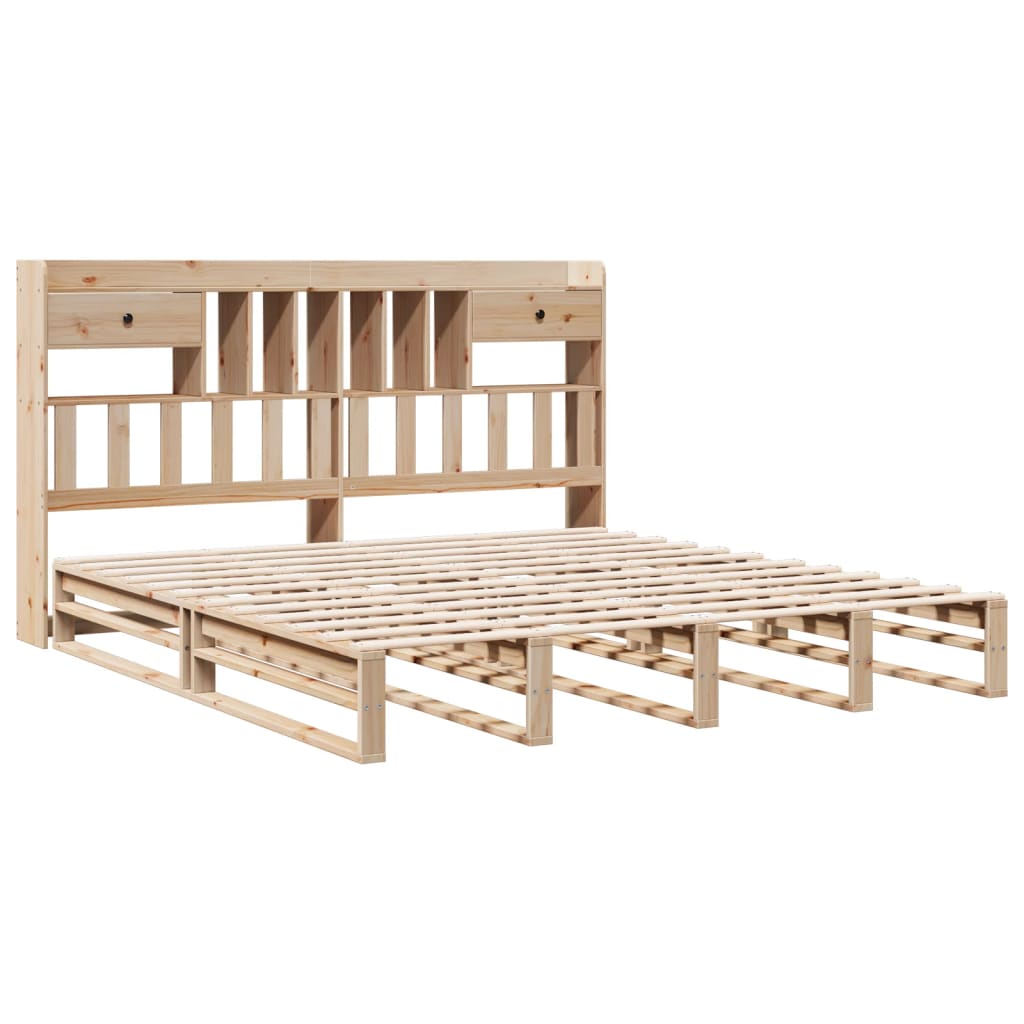 vidaXL Cama con estantería sin colchón madera maciza de pino 200x200cm