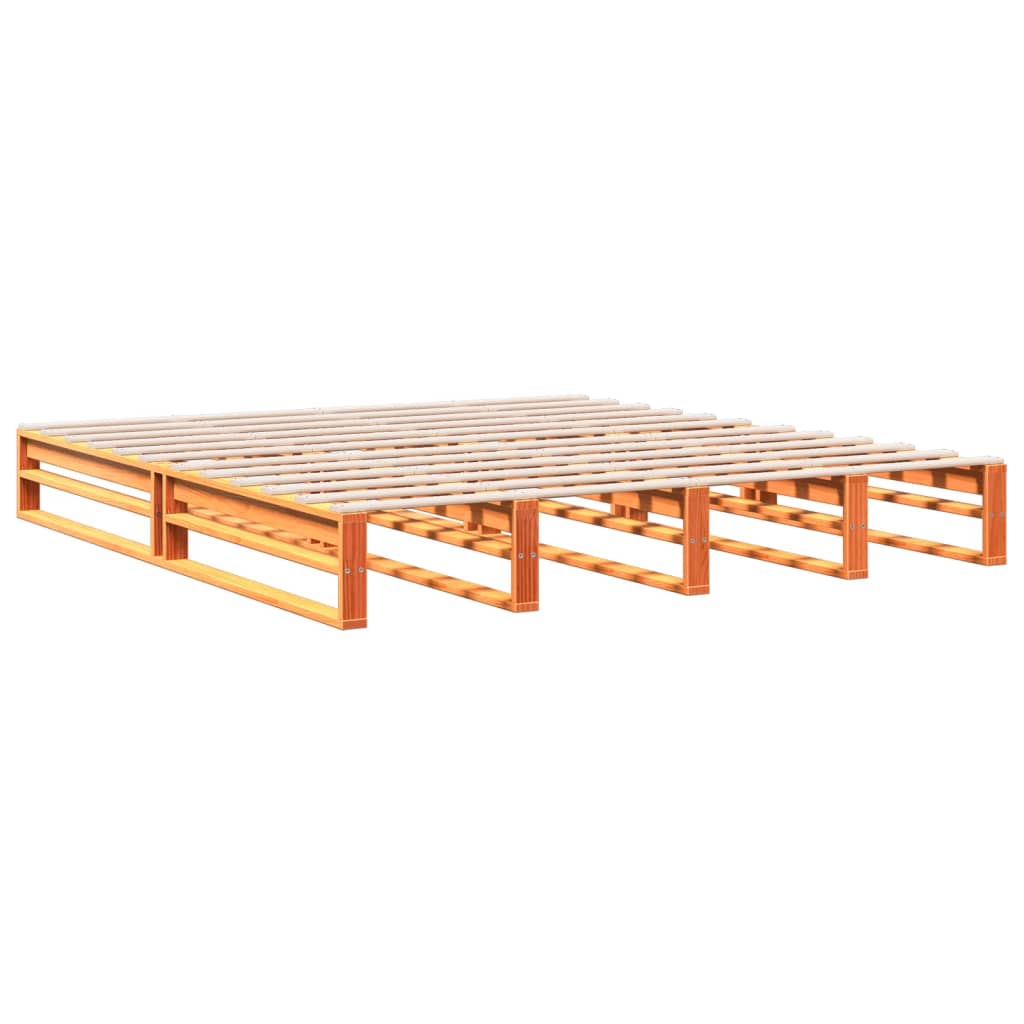 vidaXL Cama con estantería sin colchón madera maciza marrón 200x200 cm