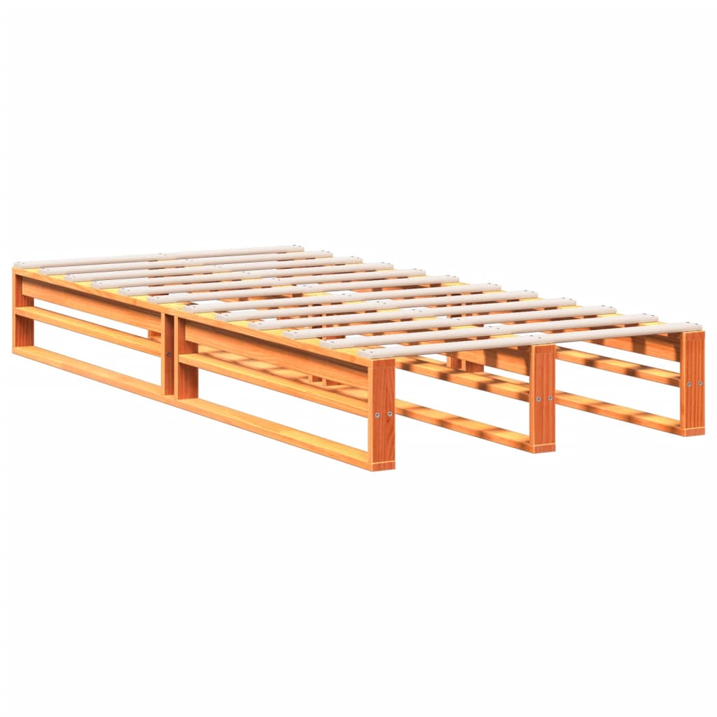 vidaXL Cama con estantería sin colchón madera maciza marrón 75x190 cm