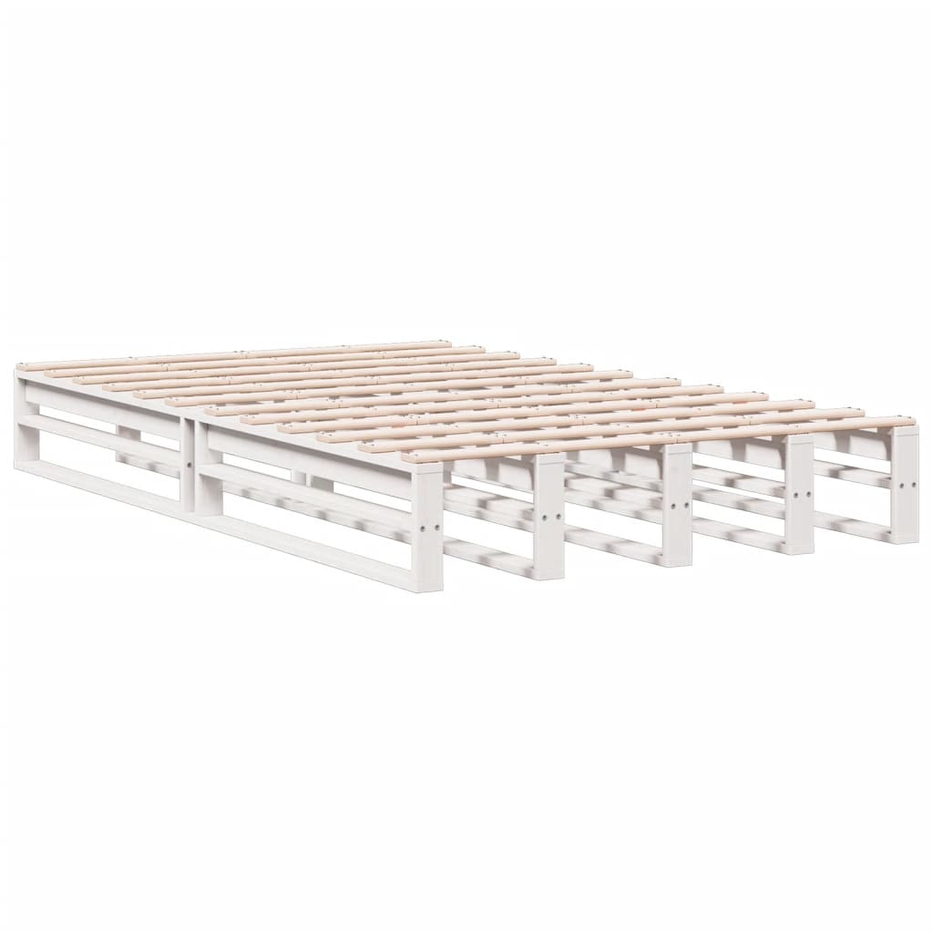 vidaXL Cama con estantería sin colchón madera maciza blanca 135x190 cm