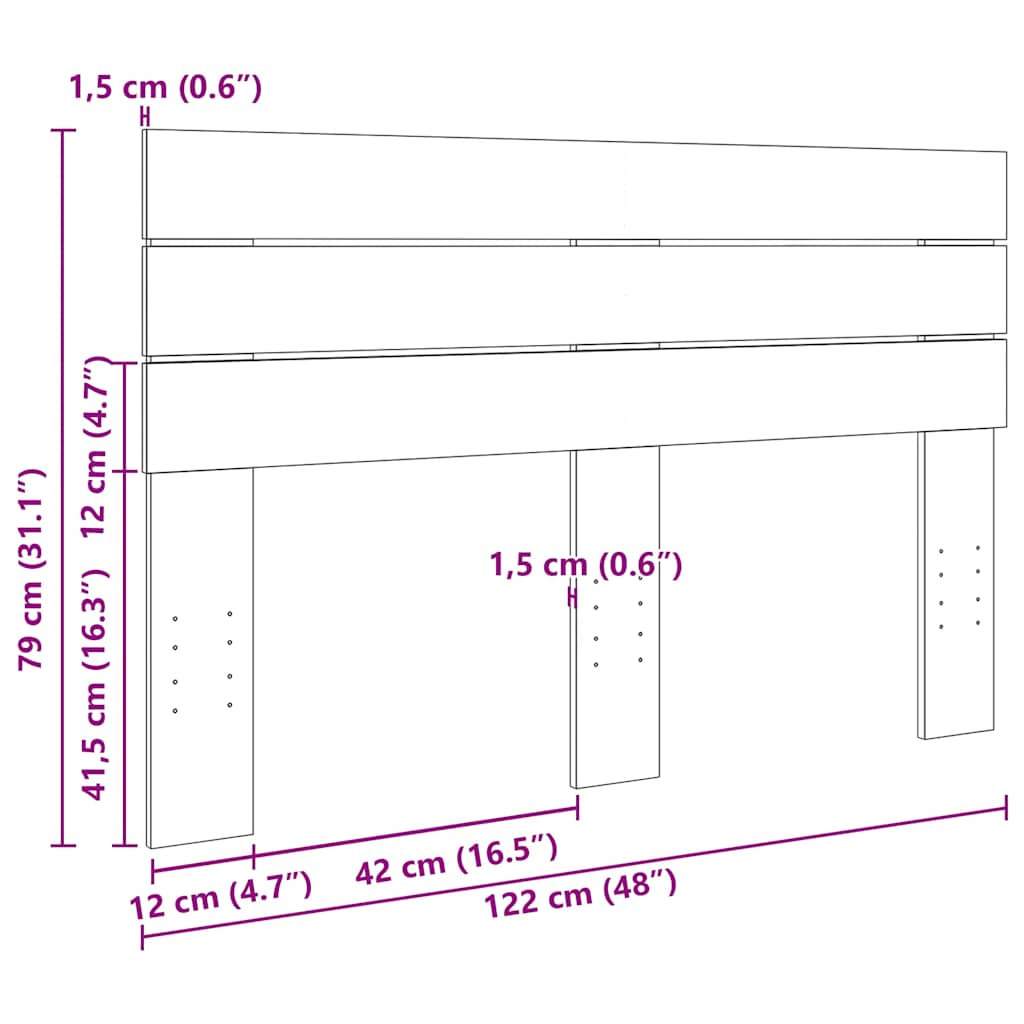 vidaXL Cabecero 120 cm Madera Maciza Roble