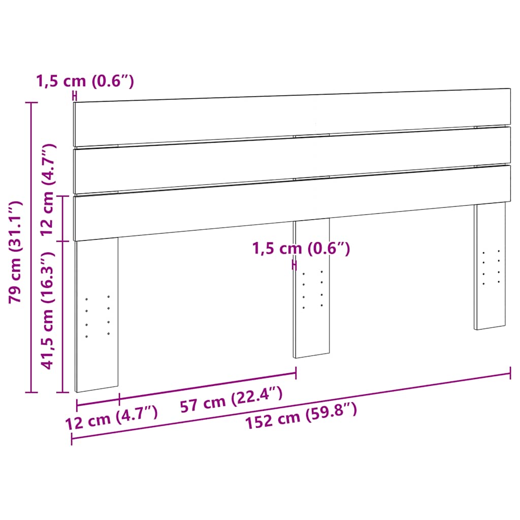 vidaXL Cabecero 150 cm Madera Maciza Roble