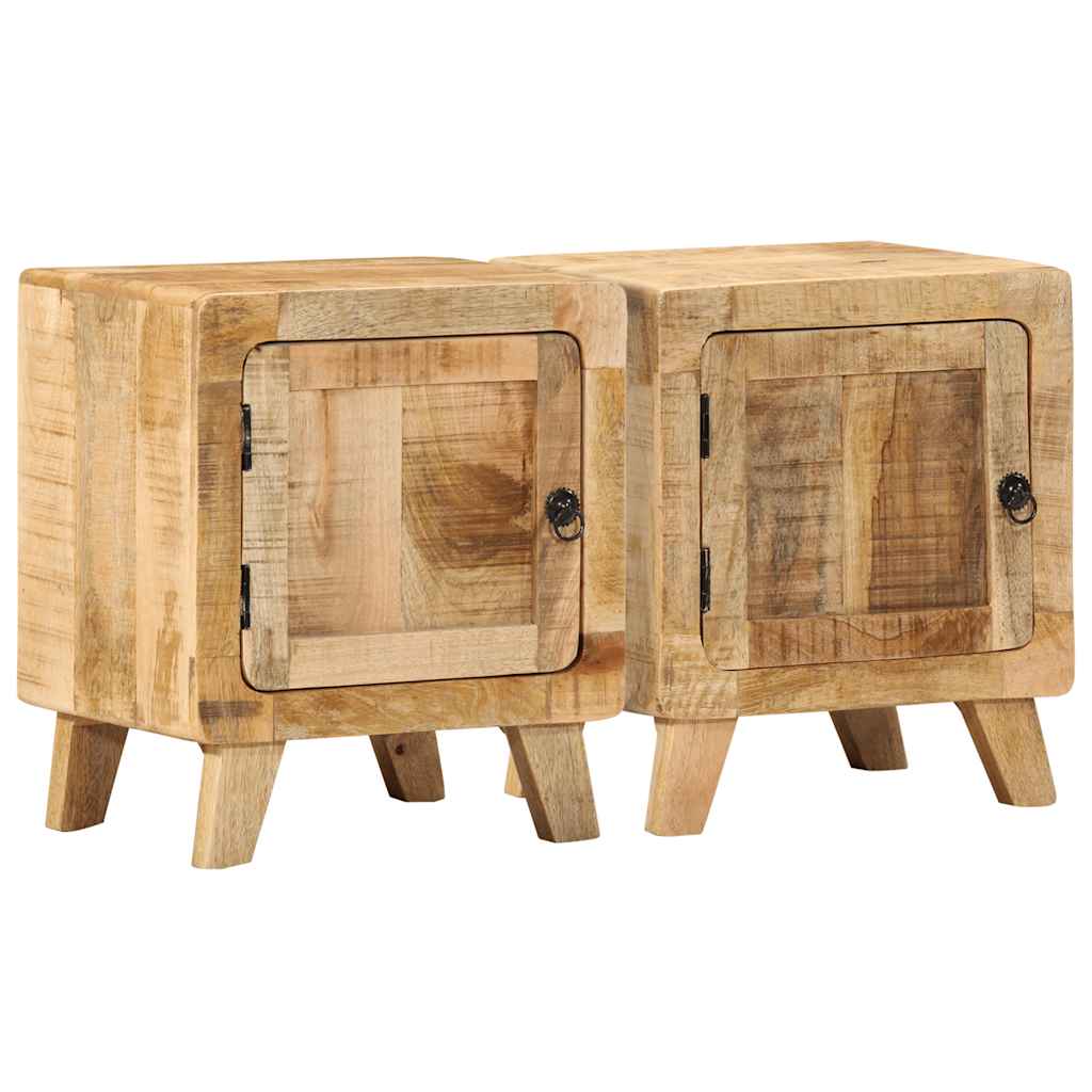 vidaXL Mesilla de noche 2 uds 40x32x46 cm madera mango rugosa