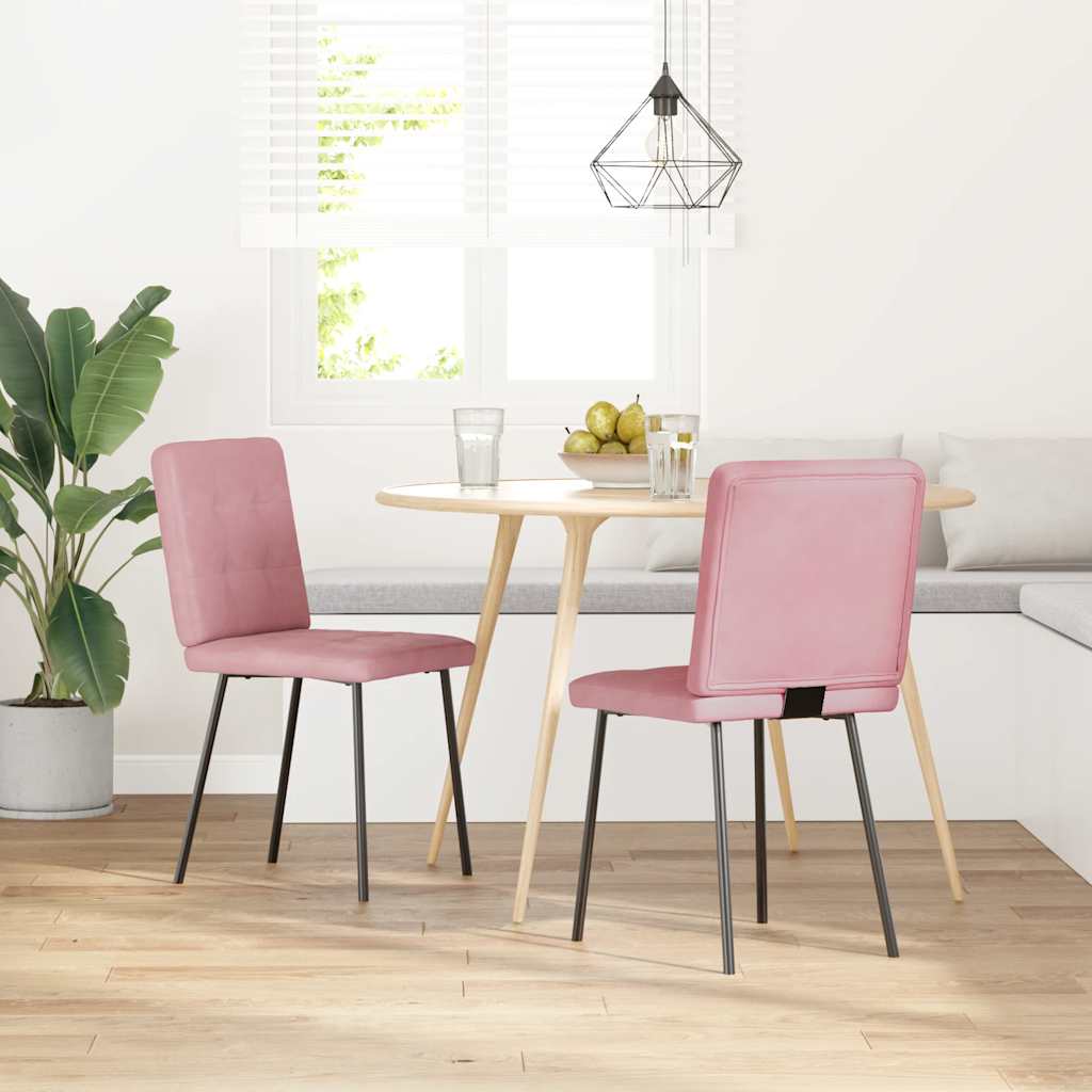 vidaXL Sillas de comedor 2 unidades terciopelo rosa