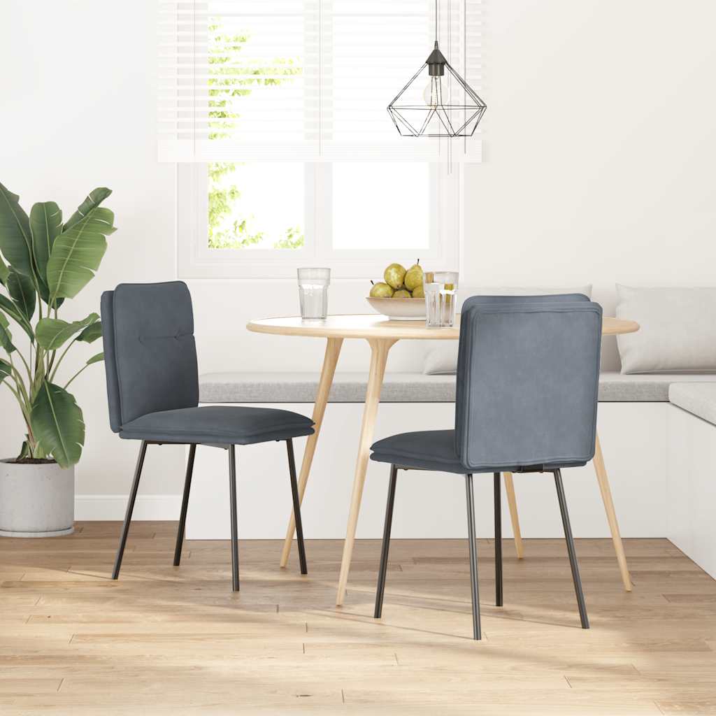 vidaXL Sillas de comedor 2 unidades terciopelo gris oscuro