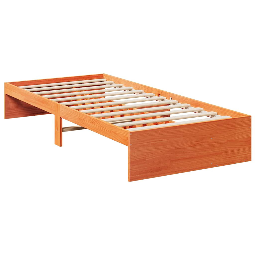 vidaXL Sofá cama sin colchón madera maciza pino marrón cera 90x200 cm