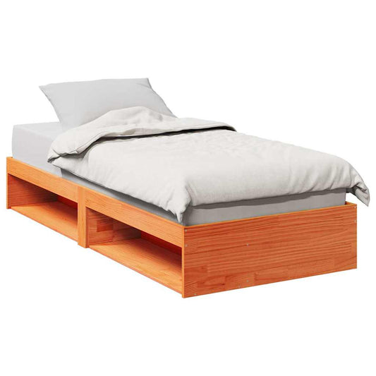 vidaXL Sofá cama sin colchón madera maciza pino marrón cera 90x200 cm