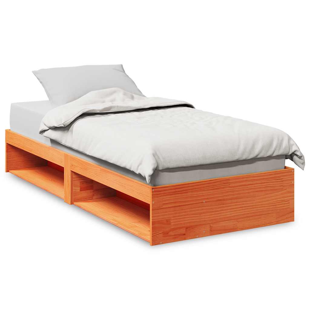 vidaXL Sofá cama sin colchón madera maciza pino marrón cera 80x200 cm