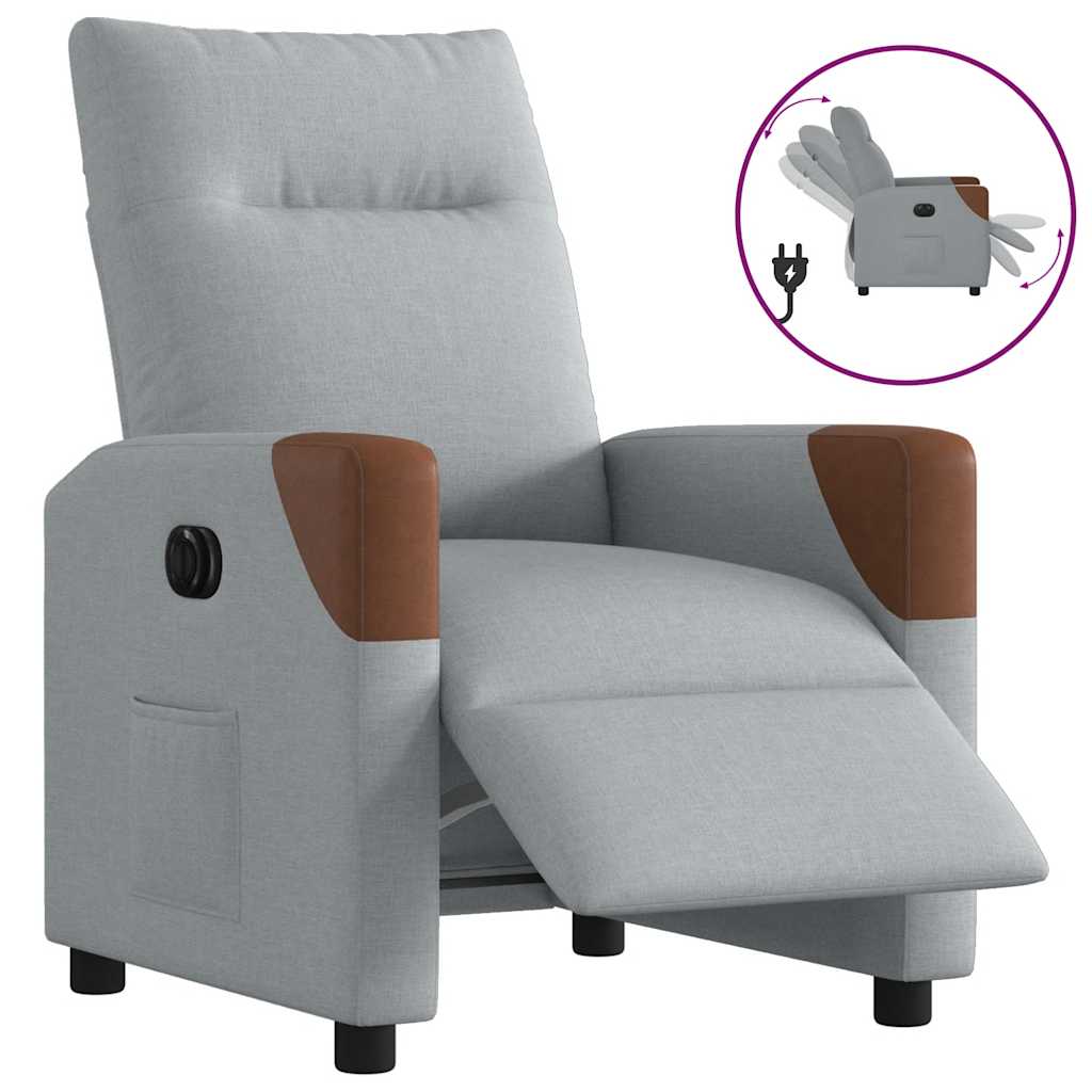 vidaXL Sillón reclinable eléctrico tela gris claro