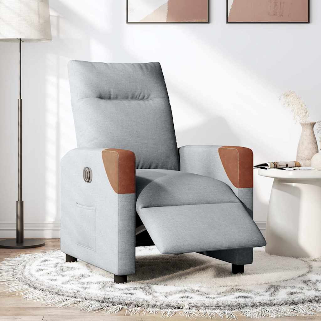 vidaXL Sillón reclinable eléctrico tela gris claro