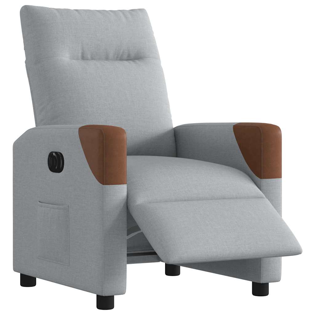 vidaXL Sillón reclinable eléctrico tela gris claro