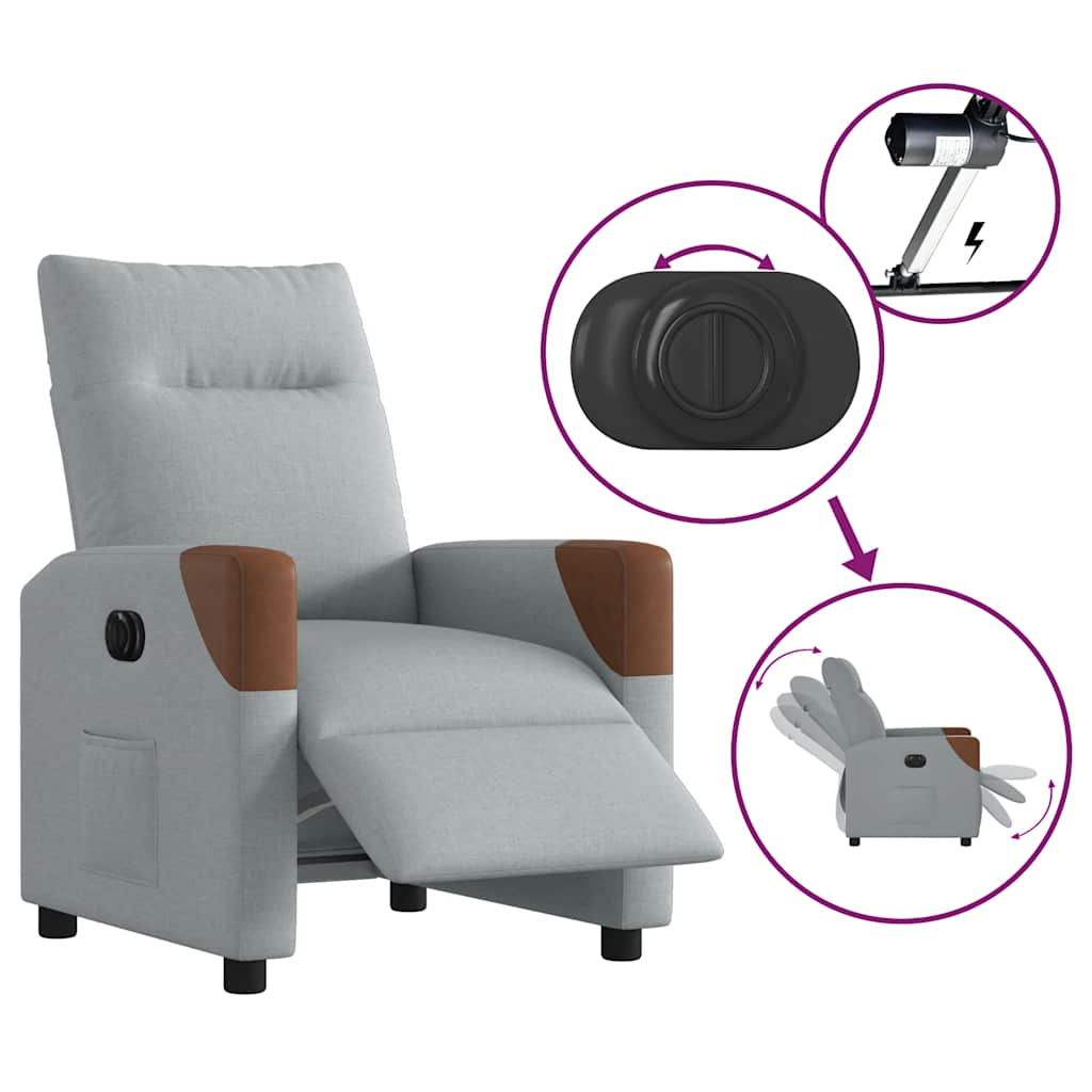 vidaXL Sillón reclinable eléctrico tela gris claro