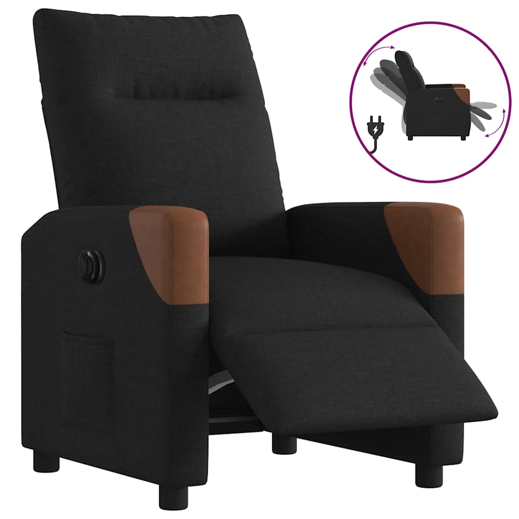 vidaXL Sillón reclinable eléctrico de tela negro