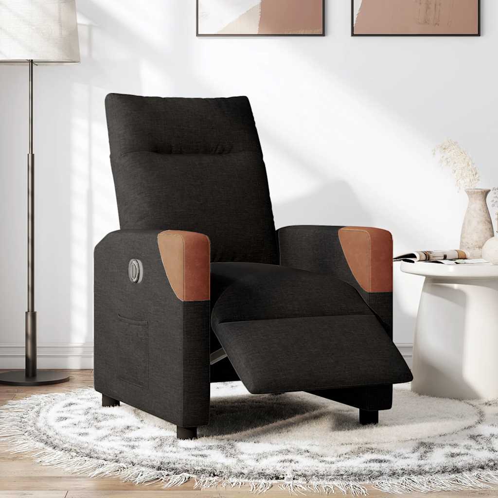 vidaXL Sillón reclinable eléctrico de tela negro